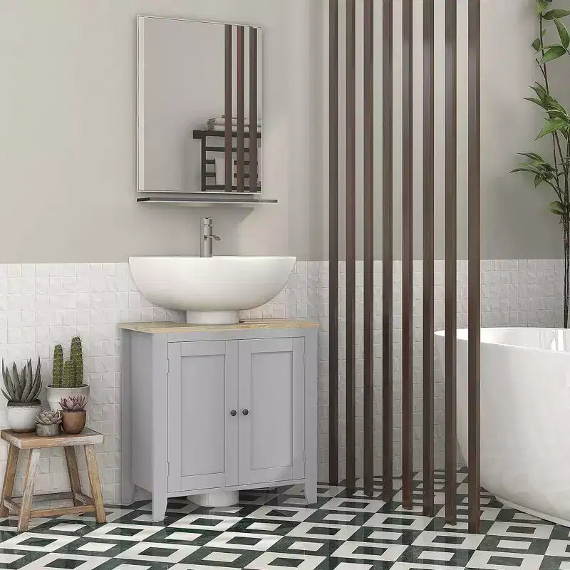 Under-Sink Bathroom Sink Cabinet, Storage Unit with U-Shape and Adjustable Internal Shelf