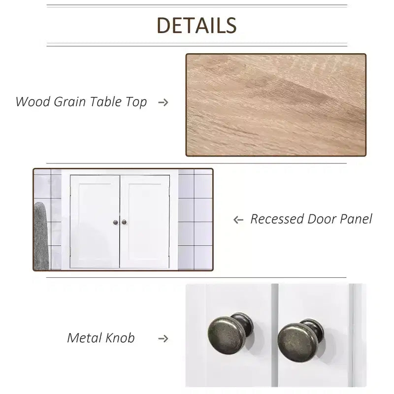 Under-Sink Bathroom Sink Cabinet, Storage Unit with U-Shape and Adjustable Internal Shelf
